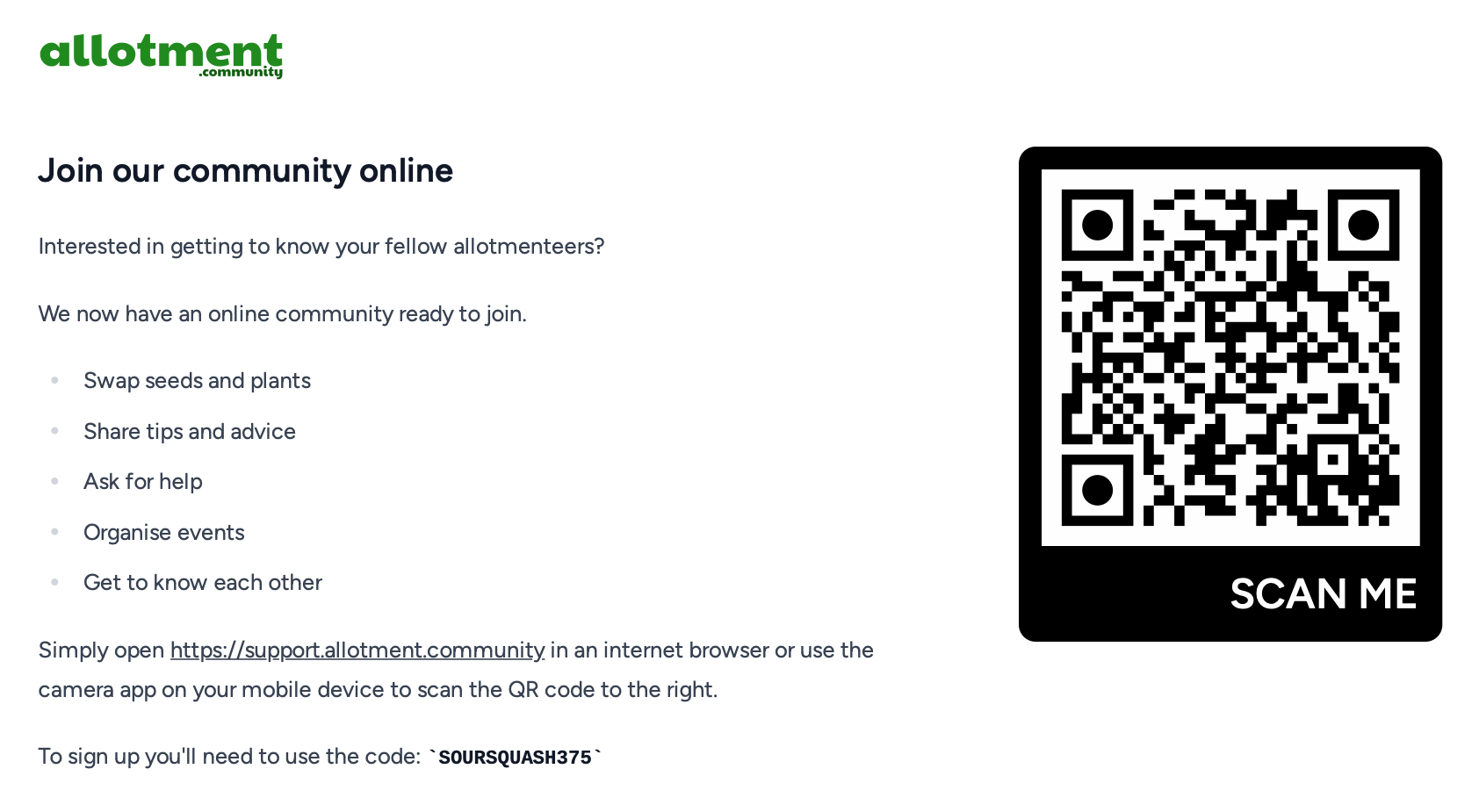 Sign up poster example